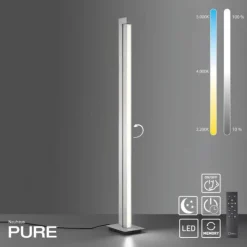 Paul Neuhaus PURE Lines Floor LED Stehleuchte diamond (alu) dimmbar drehbar Schalter