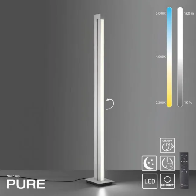 Paul Neuhaus PURE Lines Floor LED Stehleuchte diamond (alu) dimmbar drehbar Schalter
