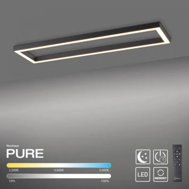 Paul Neuhaus PURE Lines Square LED Deckenleuchte graphite Frame 110x30cm dimmbar