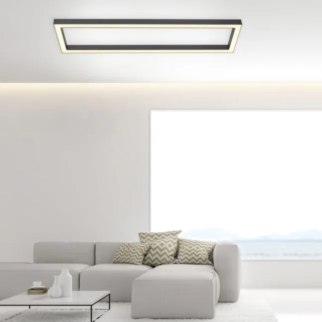 Paul Neuhaus PURE Lines Square LED Deckenleuchte graphite Frame 110x30cm dimmbar