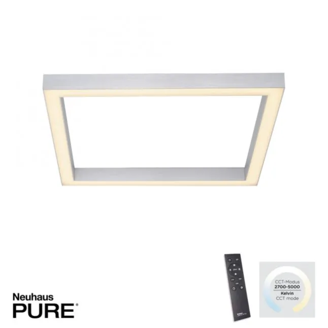 Paul Neuhaus PURE Lines Square LED Deckenleuchte diamond (alu) 55x55cm dimmbar