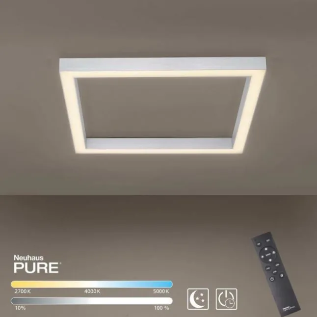 Paul Neuhaus PURE Lines Square LED Deckenleuchte diamond (alu) 55x55cm dimmbar