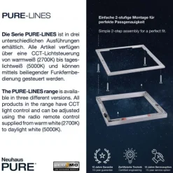 Paul Neuhaus PURE Lines Square LED Deckenleuchte graphite 55x55cm CCT dimmbar