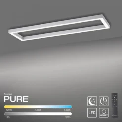 Paul Neuhaus PURE Lines Square LED Deckenleuchte diamond, (alu) Frame 110x30cm dimmbar