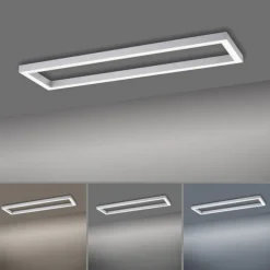 Paul Neuhaus PURE Lines Square LED Deckenleuchte diamond, (alu) Frame 110x30cm dimmbar