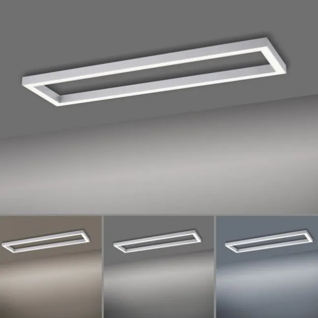 Paul Neuhaus PURE Lines Square LED Deckenleuchte diamond, (alu) Frame 110x30cm dimmbar