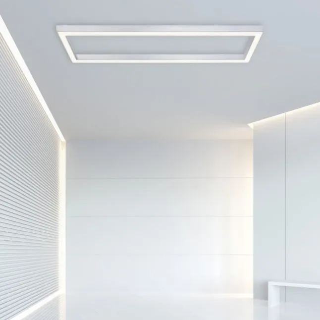 Paul Neuhaus PURE Lines Square LED Deckenleuchte diamond, (alu) Frame 110x30cm dimmbar