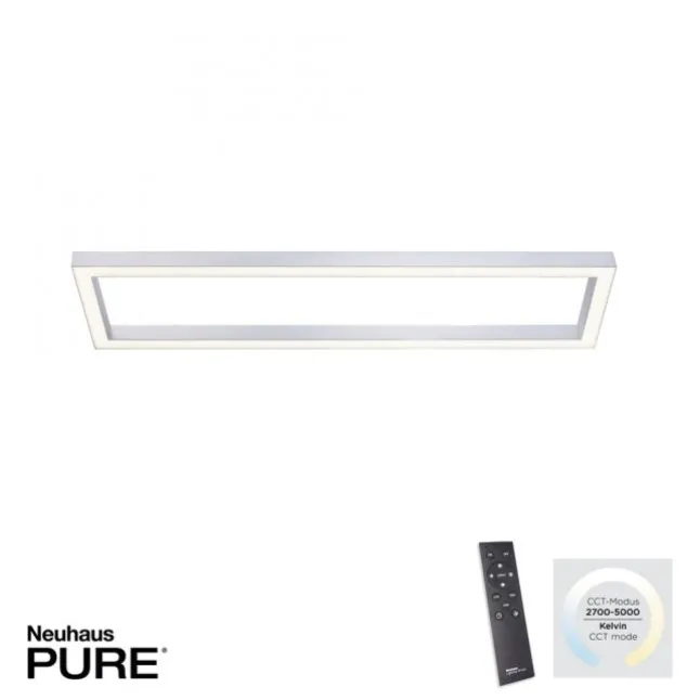 Paul Neuhaus PURE Lines Square LED Deckenleuchte diamond, (alu) Frame 110x30cm dimmbar