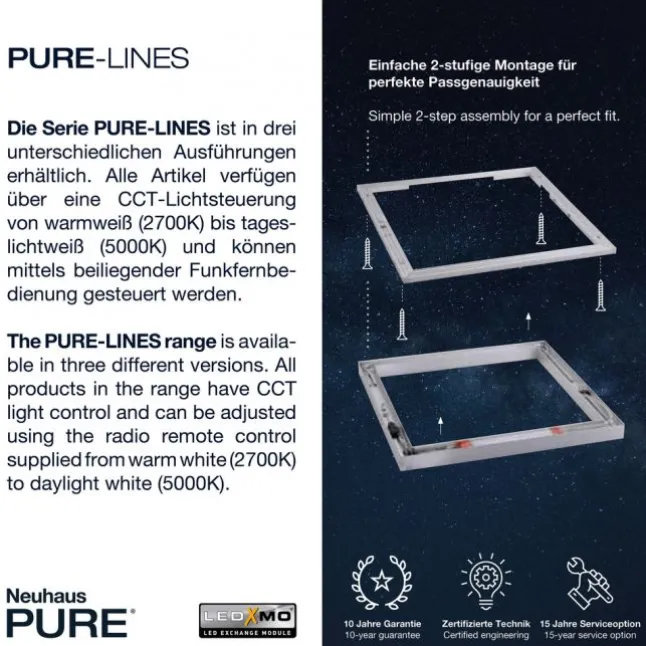 Paul Neuhaus PURE Lines Straight LED Deckenleuchte graphite lineares Design dimmbar