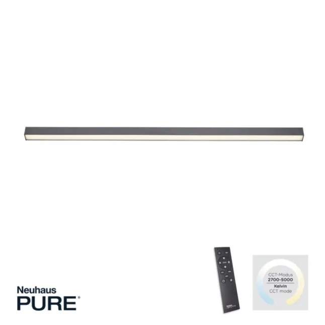 Paul Neuhaus PURE Lines Straight LED Deckenleuchte graphite lineares Design dimmbar