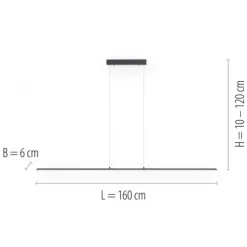 Paul Neuhaus PURE Lite LED Pendelleuchte graphite 160x6x120cm CCT dimmbar