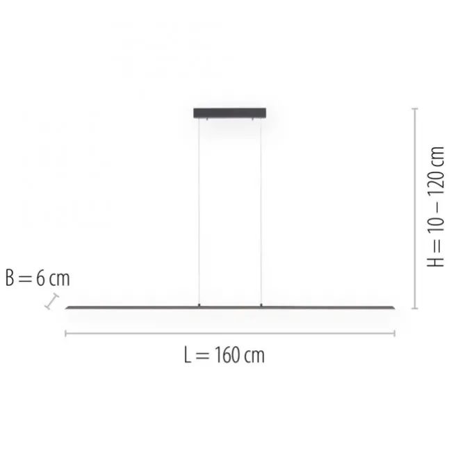 Paul Neuhaus PURE Lite LED Pendelleuchte graphite 160x6x120cm CCT dimmbar