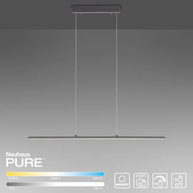Paul Neuhaus PURE Lite LED Pendelleuchte graphite 100x6x120cm CCT dimmbar