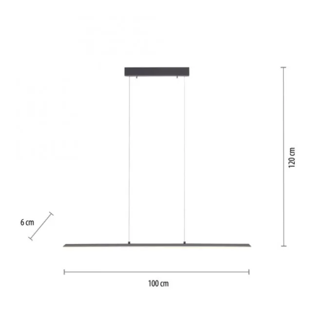 Paul Neuhaus PURE Lite LED Pendelleuchte graphite 100x6x120cm CCT dimmbar