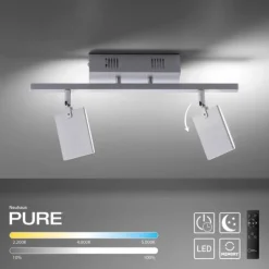 Paul Neuhaus PURE Mira Deckenleuchte diamond (alu) 2 flammig dimmbar CCT Memory