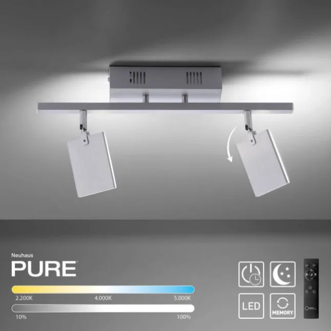 Paul Neuhaus PURE Mira Deckenleuchte diamond (alu) 2 flammig dimmbar CCT Memory