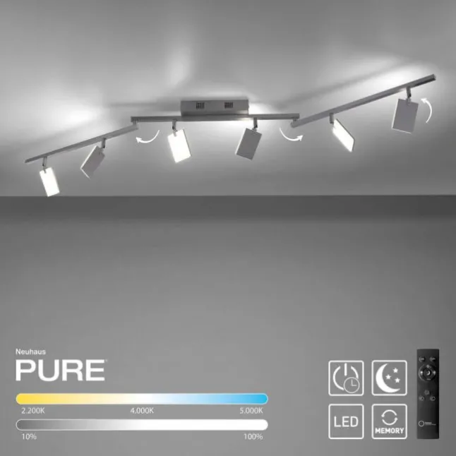 Paul Neuhaus PURE Mira LED Deckenleuchte diamond (alu) 6 flammig dimmbar CCT