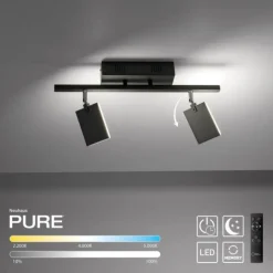 Paul Neuhaus PURE Mira LED Deckenleuchte black-pearl 2 flammig dimmbar CCT Memory