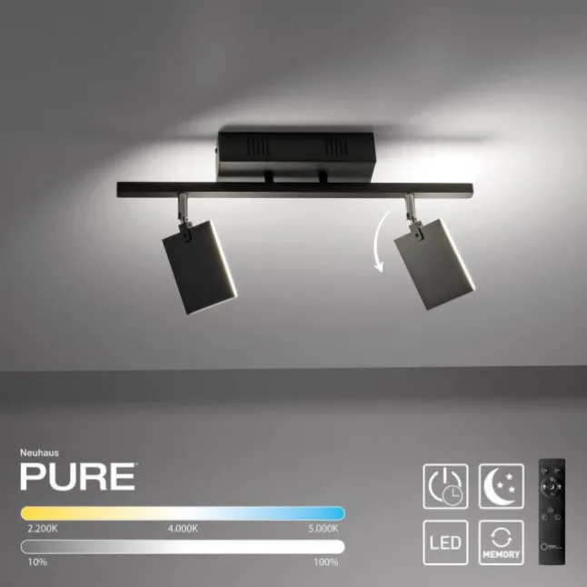 Paul Neuhaus PURE Mira LED Deckenleuchte black-pearl 2 flammig dimmbar CCT Memory