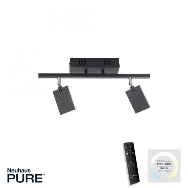 Paul Neuhaus PURE Mira LED Deckenleuchte black-pearl 2 flammig dimmbar CCT Memory