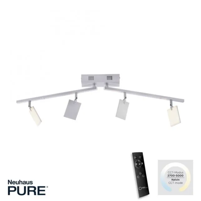 Paul Neuhaus PURE Mira LED Deckenleuchte diamond (alu) 4 flammig dimmbar CCT Memory