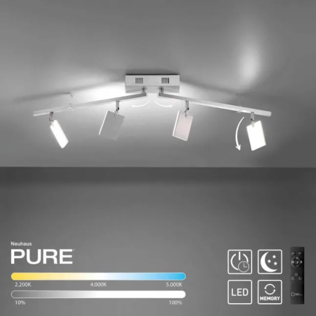 Paul Neuhaus PURE Mira LED Deckenleuchte diamond (alu) 4 flammig dimmbar CCT Memory