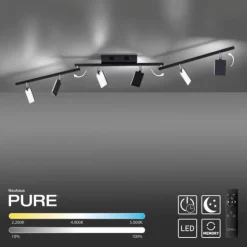 Paul Neuhaus PURE Mira LED Deckenleuchte black pearl 6 flammig dimmbar CCT Memory