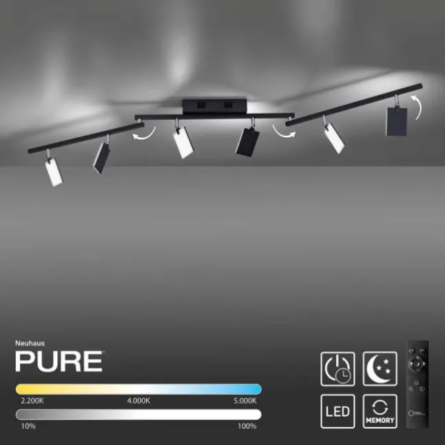 Paul Neuhaus PURE Mira LED Deckenleuchte black pearl 6 flammig dimmbar CCT Memory