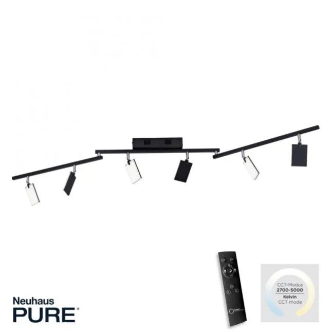 Paul Neuhaus PURE Mira LED Deckenleuchte black pearl 6 flammig dimmbar CCT Memory