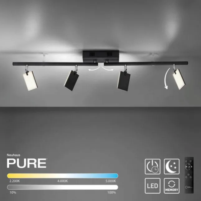 Paul Neuhaus PURE Mira LED Deckenleuchte black pearl 4 flammig dimmbar CCT Memory