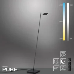 Paul Neuhaus PURE Mira LED Stehleuchte black pearl dimmbar Fußbschalter