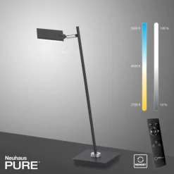 Paul Neuhaus PURE Mira LED Tischleuchte anthrazit dimmbar Schreibtischlampe