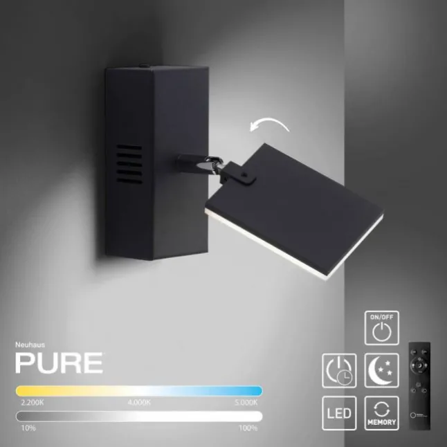 Paul Neuhaus PURE Mira LED Wandleuchte black pearl 1 flammig drehbar dimmbar