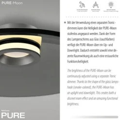 Paul Neuhaus PURE Moon Deckenleuchte platin (grau) dimmbar Wohnzimmer Küche