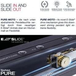 Paul Neuhaus PURE Moto e-SLIDE® imperial gold elektrisch ausfahrbar Pendelleuchte