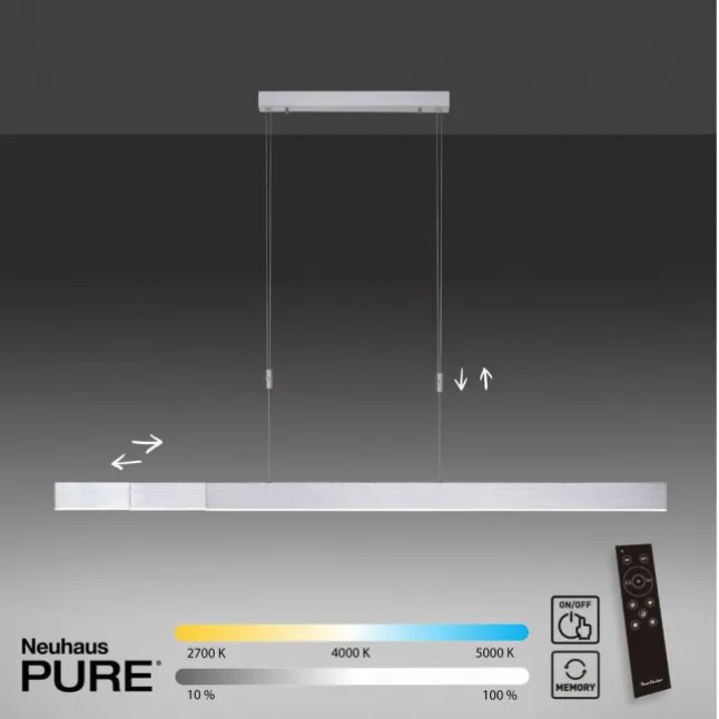 Paul Neuhaus PURE Moto e-SLIDE® diamond (alu) elektrisch ausfahrbar Pendelleuchte