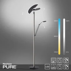 Paul Neuhaus PURE Mutil LED Deckenfluter graphite Leselicht dimmbar