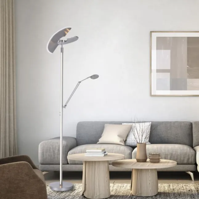 Paul Neuhaus PURE Mutil LED Deckenfluter diamond (siber farbig) Leselicht dimmbar