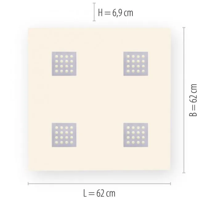 Paul Neuhaus PURE Neo LED Deckenleuchte aluminium gebürstet 62x62cm dimmbar