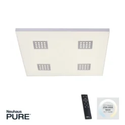 Paul Neuhaus PURE Neo LED Deckenleuchte aluminium gebürstet 62x62cm dimmbar