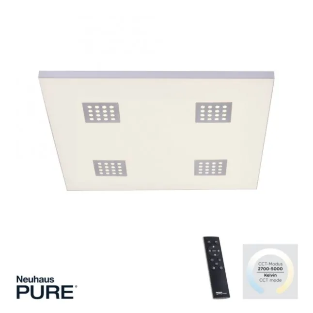 Paul Neuhaus PURE Neo LED Deckenleuchte aluminium gebürstet 62x62cm dimmbar