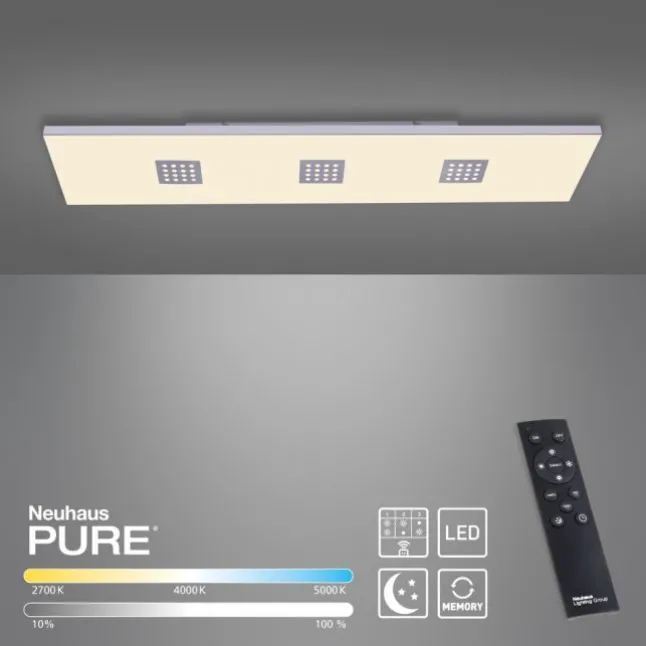 Paul Neuhaus PURE Neo LED Deckenleuchte aluminium gebürstet 120x30cm dimmbar