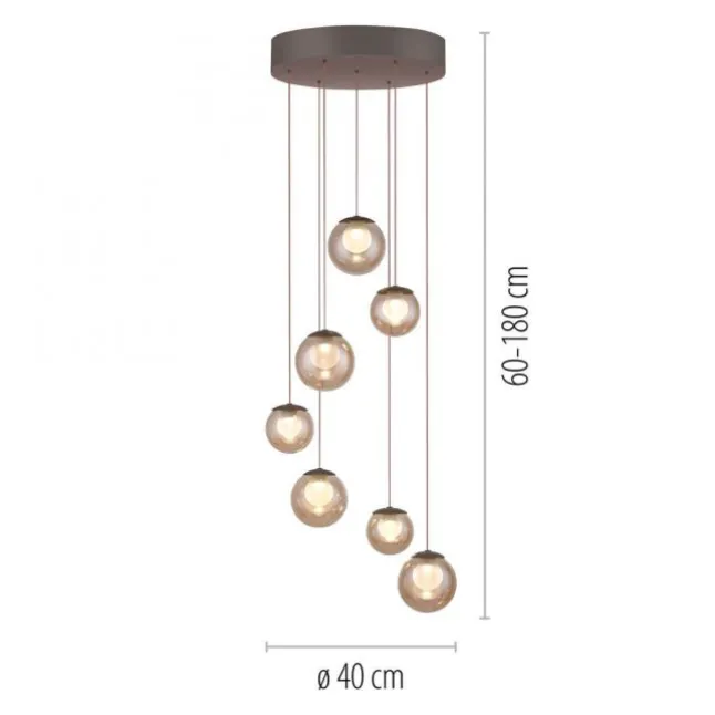 Paul Neuhaus PURE Popup, LED Pendelleuchte 7fl. bronce,