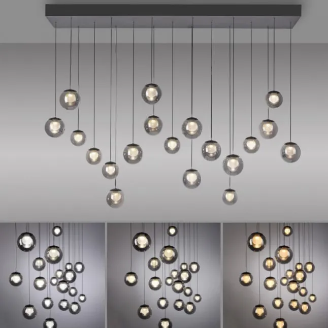 Paul Neuhaus PURE Popup, LED Pendelleuchte 19fl. mystic grey,