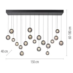 Paul Neuhaus PURE Popup, LED Pendelleuchte 19fl. mystic grey,