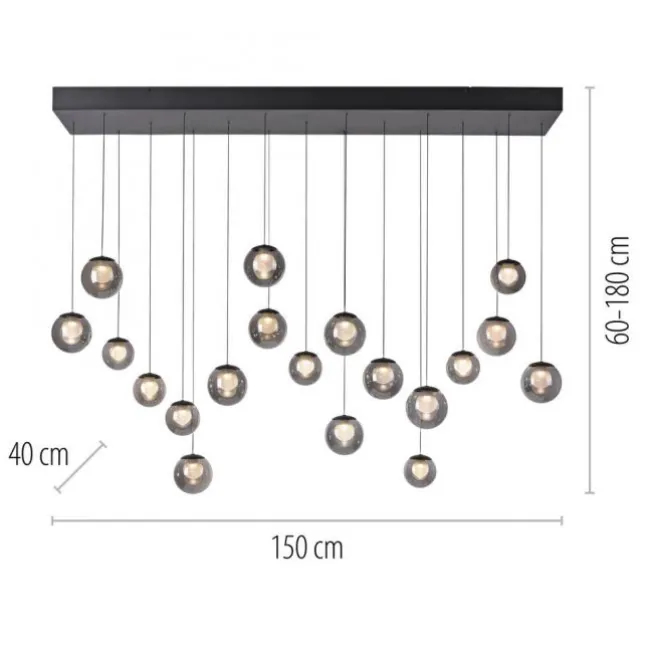 Paul Neuhaus PURE Popup, LED Pendelleuchte 19fl. mystic grey,