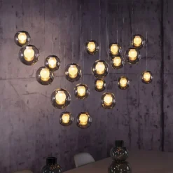 Paul Neuhaus PURE Popup, LED Pendelleuchte 19fl. mystic grey,