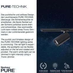 Paul Neuhaus PURE Technik LED Schienenleuchte dimmbar erweiterbar schwarz drehbar