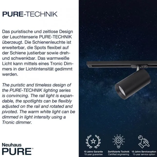 Paul Neuhaus PURE Technik LED Schienenleuchte dimmbar erweiterbar schwarz drehbar