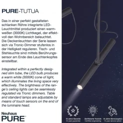 Paul Neuhaus PURE Tutua LED Deckenleuchte 2 flammig schwarz drehbar
